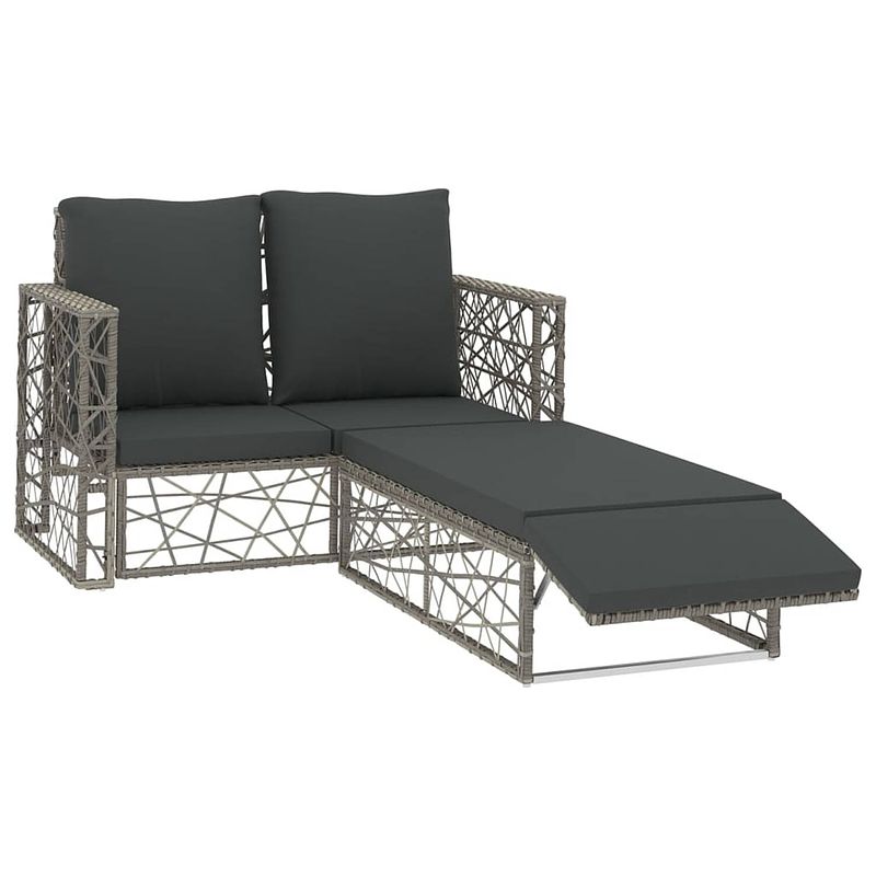 Foto van Vidaxl 2-delige loungeset met kussens poly rattan grijs