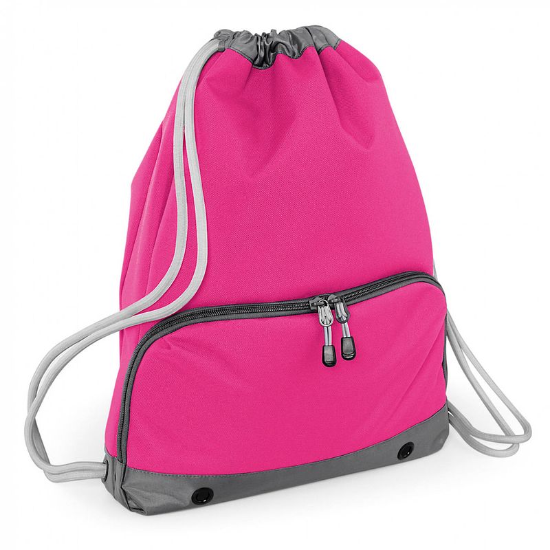 Foto van Sport gymtas fuchsia roze met rijgkoord 49 x 35 cm van polyester - gymtasje - zwemtasje