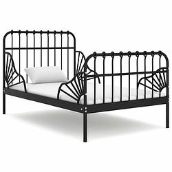 Foto van Vidaxl bedframe verlengbaar metaal zwart 80x130/200 cm