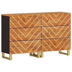 Foto van Vidaxl dressoirs 2 st 60x33,5x75 cm massief mangohout bruin en zwart