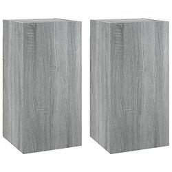 Foto van The living store hangend tv-meubel - grijs sonoma eiken - 30.5 x 30 x 60 cm - bewerkt hout - set van 2