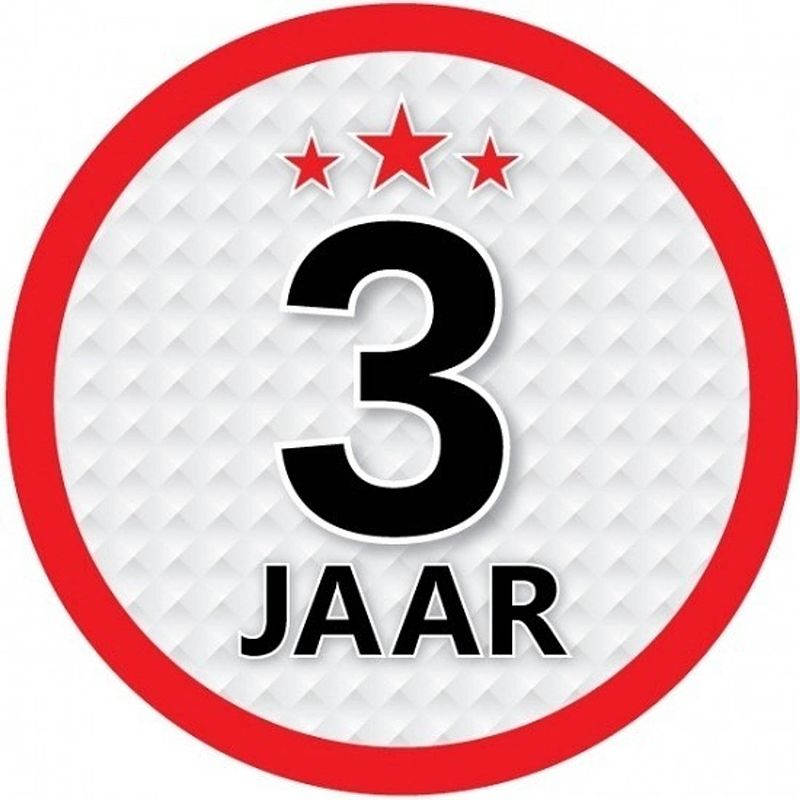 Foto van 10x 3 jaar leeftijd stickers rond 15 cm verjaardag versiering - feeststickers