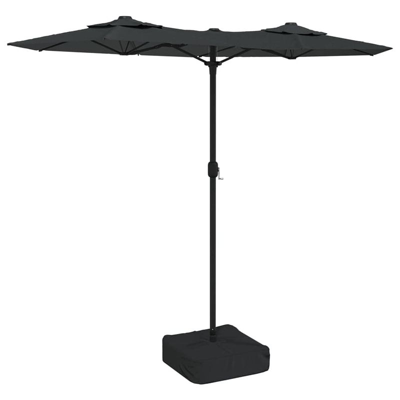 Foto van The living store parasol duet met led-verlichting - 316 x 145 x 240 cm - antraciet/donkergrijs