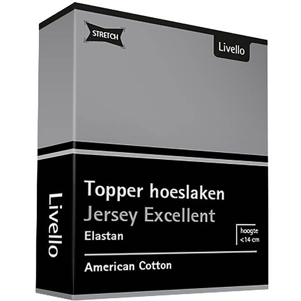 Foto van Livello hoeslaken topper jersey excellent light grey 120 x 200 cm