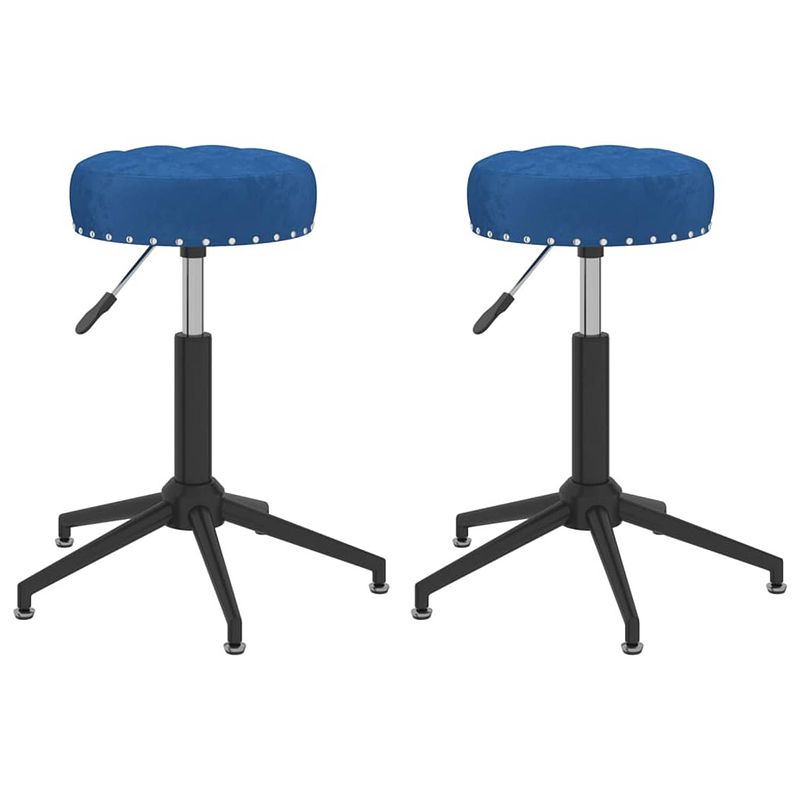 Foto van The living store draaibare eetstoelen - fluweel - 32x32 cm - blauw