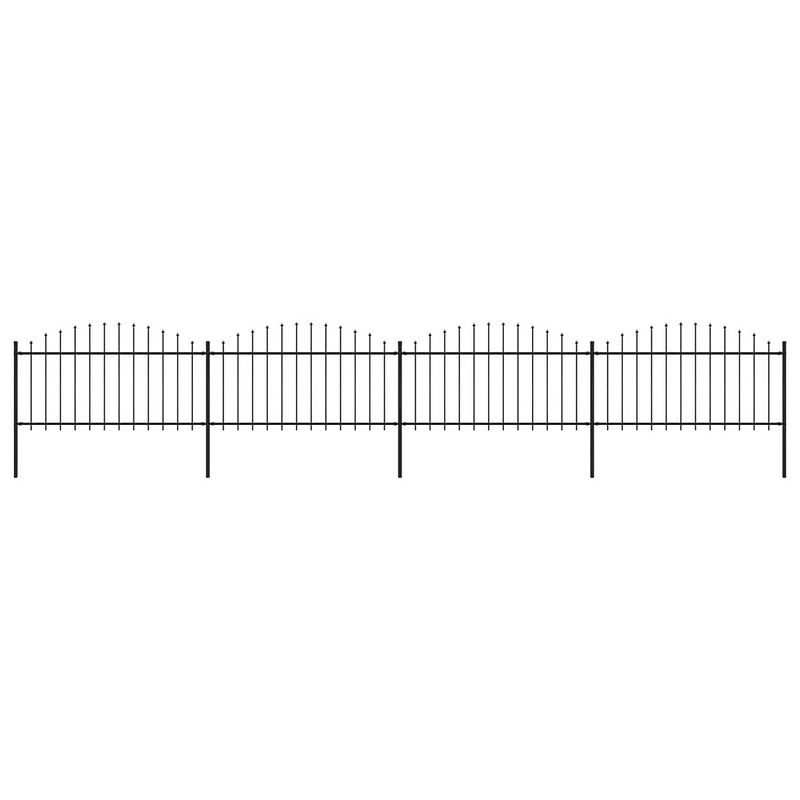 Foto van Vidaxl tuinhek met speren bovenkant (1,25-1,5)x6,8 m staal zwart