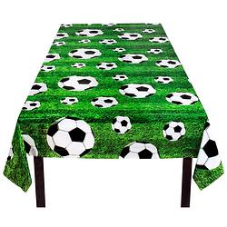 Foto van 2x tafelkleed/tafellaken voetbal thema plastic 120 x 180 cm - feesttafelkleden