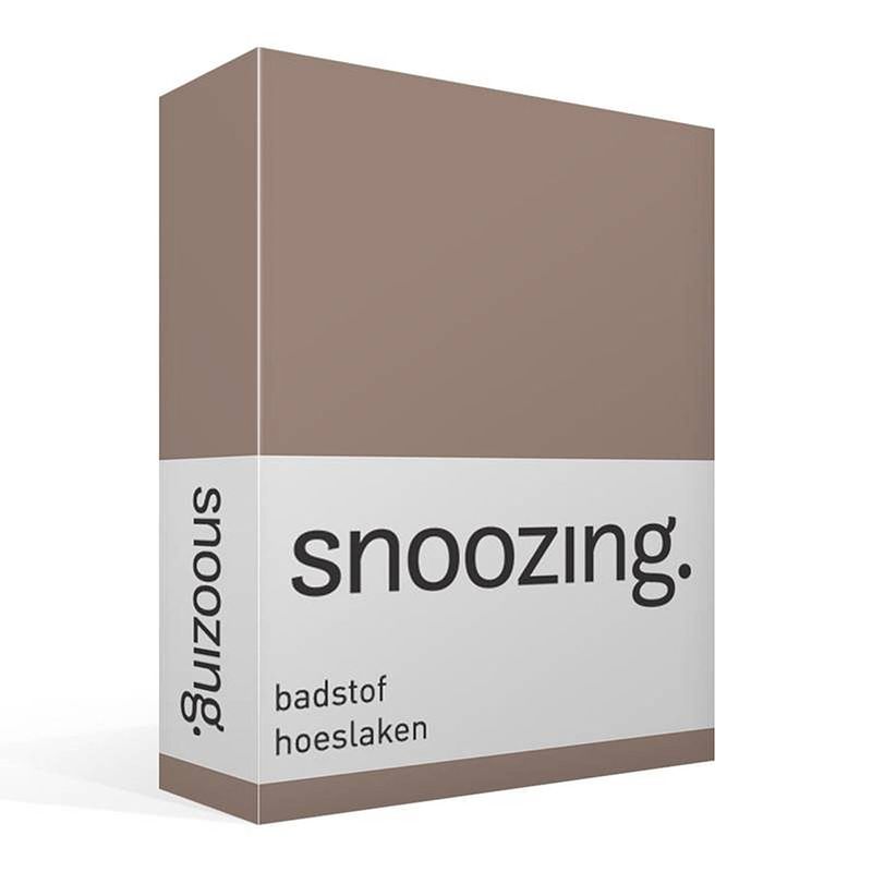 Foto van Snoozing badstof hoeslaken - 80% katoen - 20% polyester - lits-jumeaux (160x210/220 of 180x200 cm) - taupe