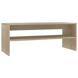 Foto van The living store salontafel scandinavisch - 100 x 40 x 40 cm - met schap - sonoma eiken