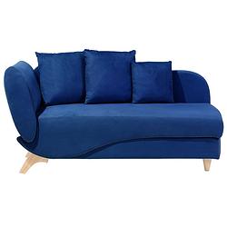 Foto van Beliani meri - chaise longue-blauw-fluweel