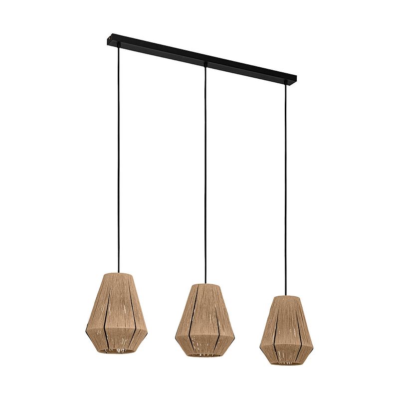 Foto van Eglo alderney hanglamp - e27 - 90 cm - zwart/bruin