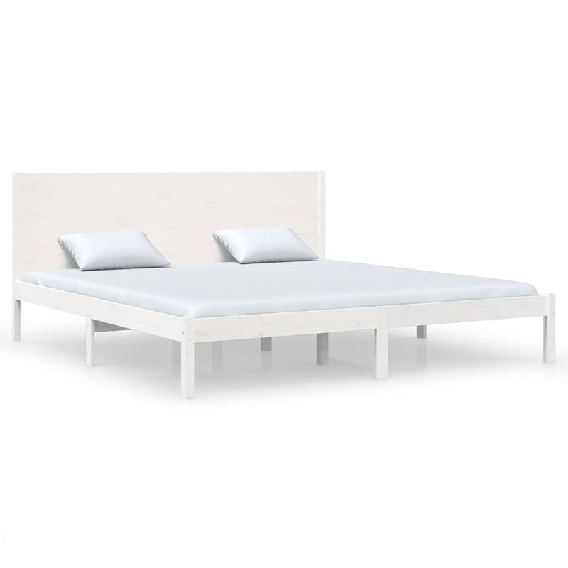 Foto van Vidaxl bedframe massief grenenhout wit 200x200 cm