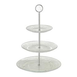 Foto van Etagere glas 3-laags 35 cm - serveerplateaus/etageres - tafeldecoratie accessoires