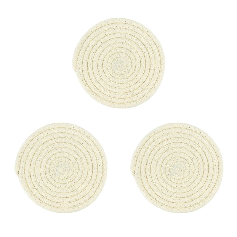 Foto van Krumble pannenonderzetter rond - katoen - beige - set van 3