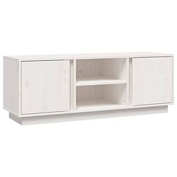 Foto van The living store tv-kast grenenhout - wit - 110 x 35 x 40.5 cm