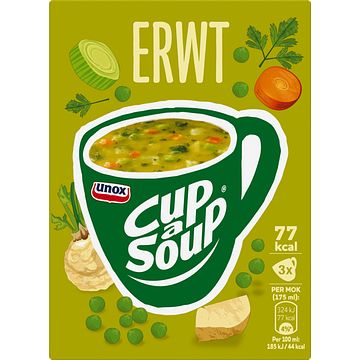 Foto van 2 zakken soep a 570 ml, pakken cupasoup a 3 stuks of single verpakkingen noodles of pasta | unox cupasoup erwt 3 x 175ml aanbieding bij jumbo