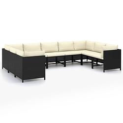 Foto van Vidaxl 9-delige loungeset met kussens poly rattan zwart