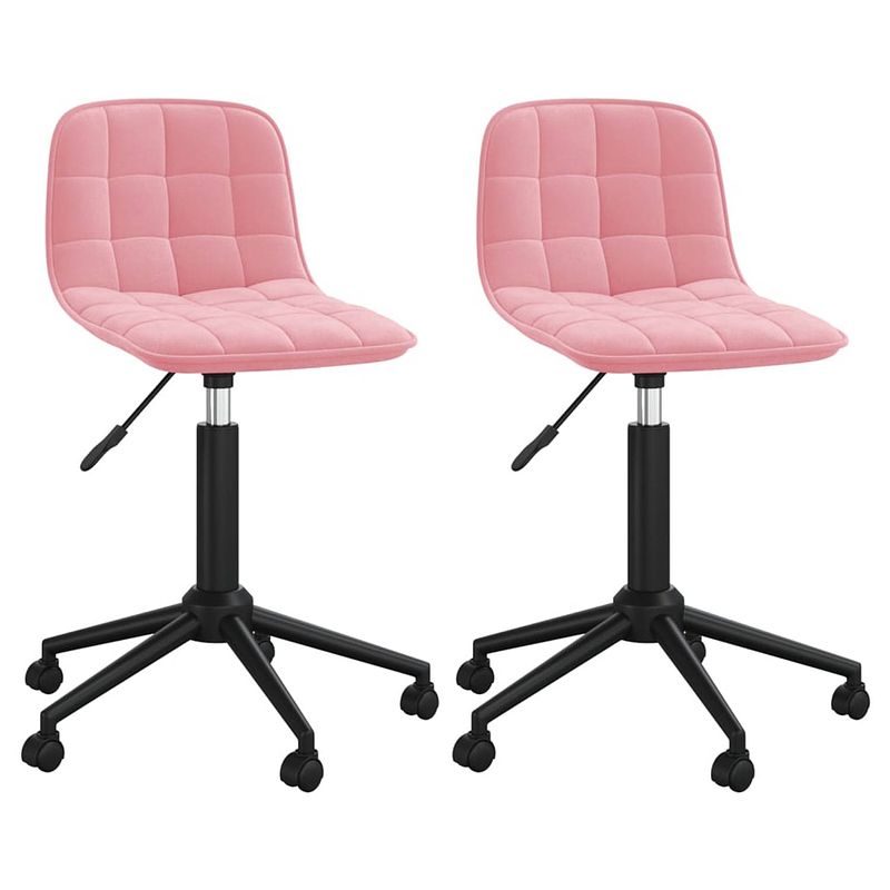 Foto van The living store draaibare eetkamerstoelen - fluweel - roze - 42.5x45x(69-80.5)cm