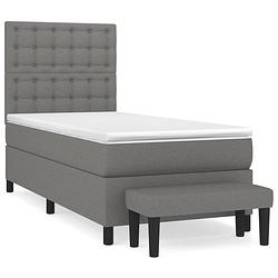 Foto van The living store bed - donkergrijs - boxspring - 203x100x118/128 cm - pocketvering