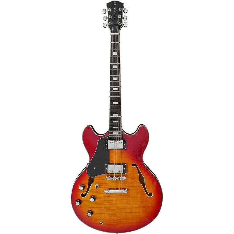 Foto van Sire larry carlton h7l cherry sunburst linkshandige semi-akoestische gitaar