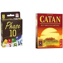 Foto van Spellenbundel - kaartspel - 2 stuks - phase 10 & catan: het snelle kaartspel