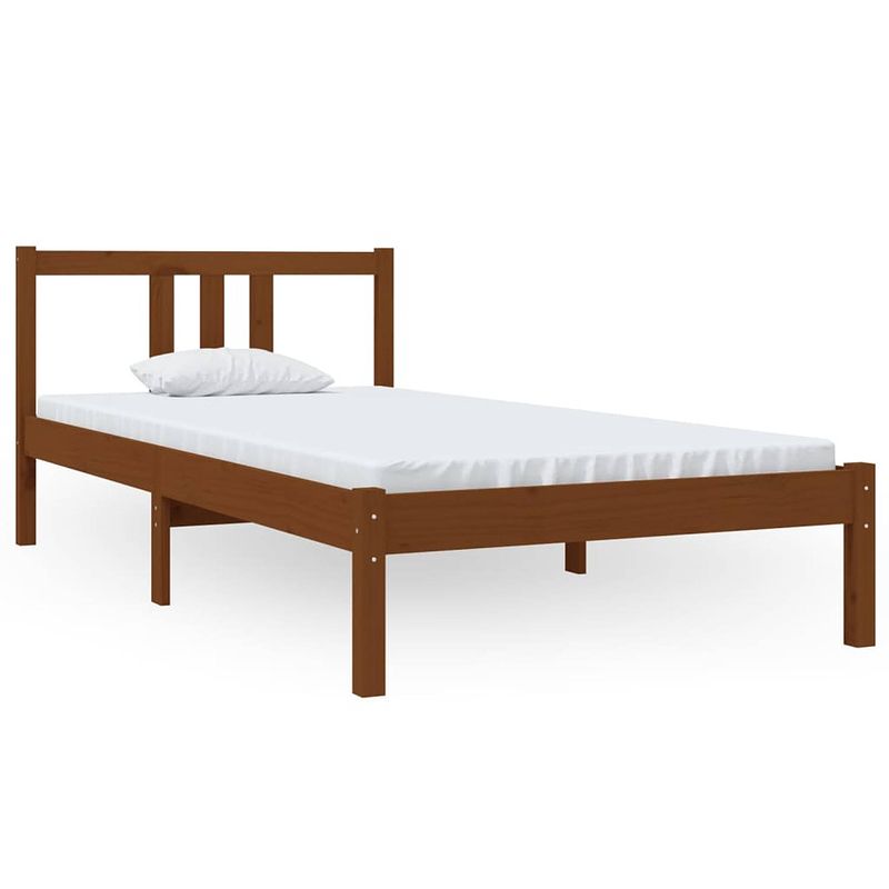 Foto van The living store houten bedframe - eenpersoonsbed - 90 x 190 cm - honingbruin