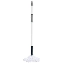 Foto van Urban living schoonmaak/dweil vloermop met telescoopsteel - uitschuifbaar 85 tot 125 cm - wit/blauw - vloermoppen