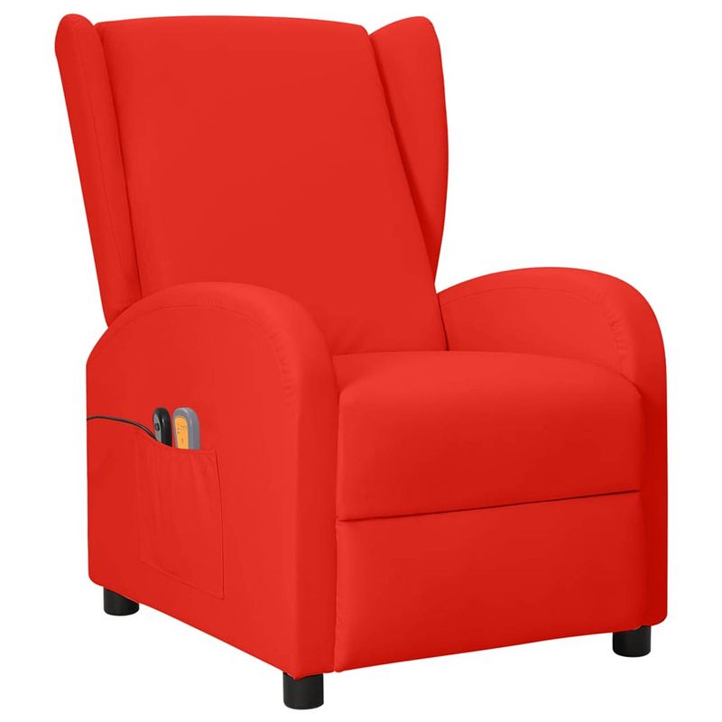 Foto van The living store massagefauteuil - elektrisch verstelbaar - vibratie - warmte - kunstleer - rood - 66x94x98.5 cm