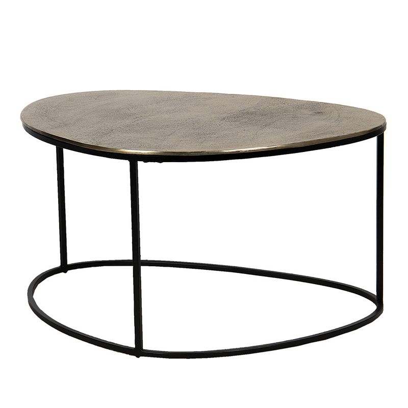 Foto van Clayre & eef bijzettafel 92*70*47 cm goudkleurig aluminium side table tafeltje goudkleurig side table tafeltje