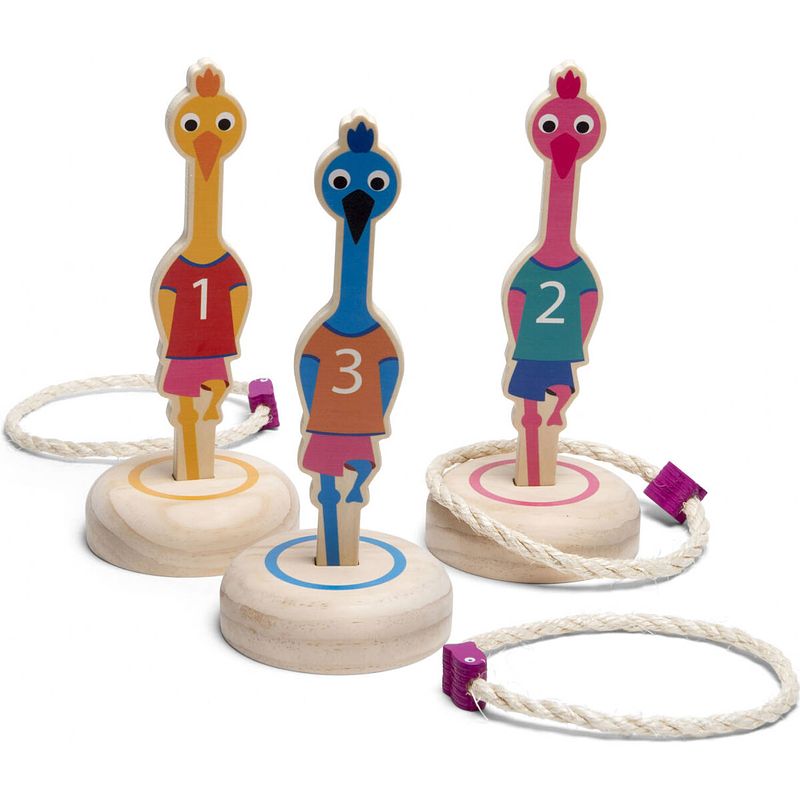 Foto van Bs toys ringwerpen vogels 22 x 5 cm hout 6-delig