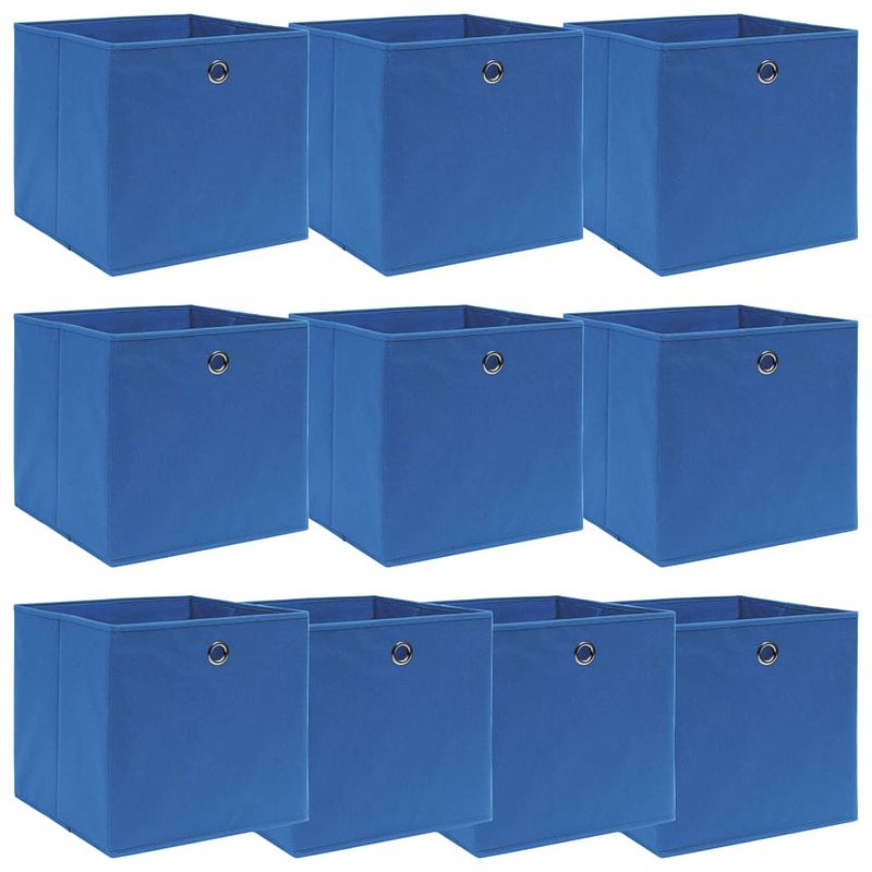 Foto van Vidaxl opbergboxen 10 st 32x32x32 cm stof blauw