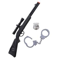 Foto van Kinderen speelgoed verkleed geweer en accessoires set voor politie agenten 3-delig - verkleedattributen
