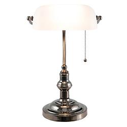 Foto van Clayre & eef bureaulamp wit 27x23x42 cm e27 / max. 1x 60watt - wit, zilver - ijzer, glas