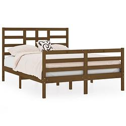 Foto van Vidaxl bedframe massief hout honingbruin 120x190 cm 4ft small double