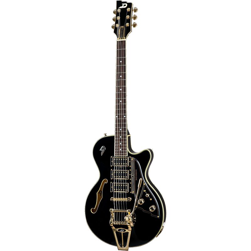 Foto van Duesenberg starplayer tv custom black semi-akoestische gitaar met koffer