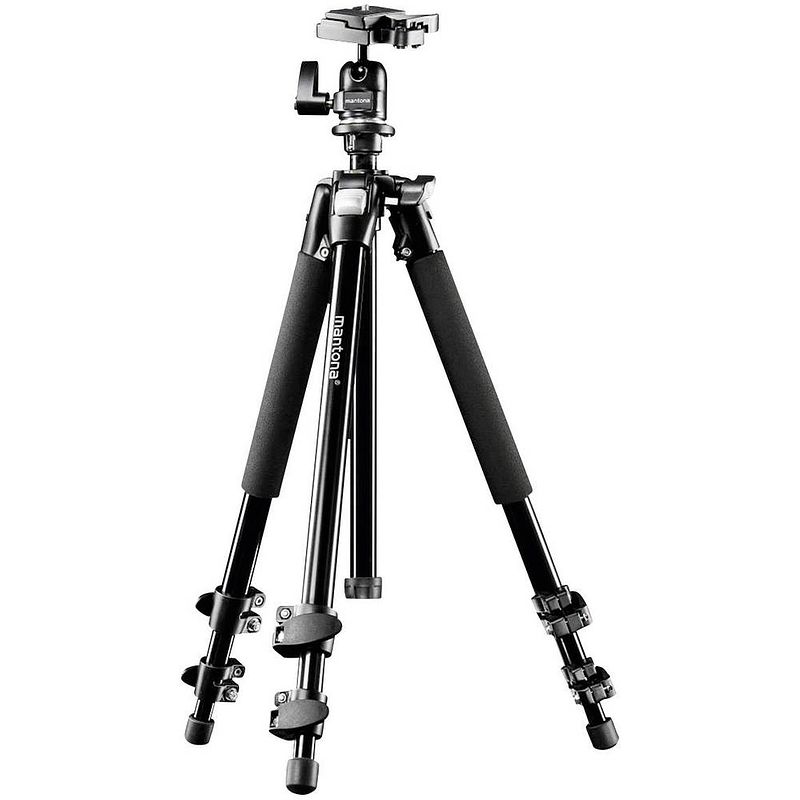 Foto van Mantona scout stativ tripod 1/4 inch, 3/8 inch werkhoogte: 45 - 142 cm zwart kogelkop