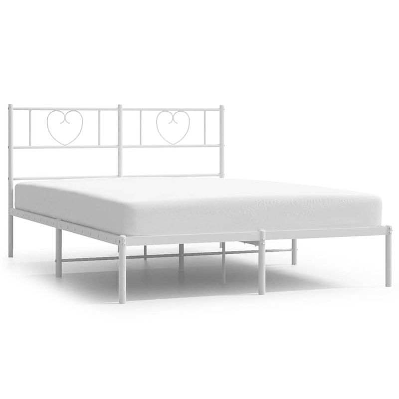 Foto van Vidaxl bedframe met hoofdbord metaal wit 150x200 cm