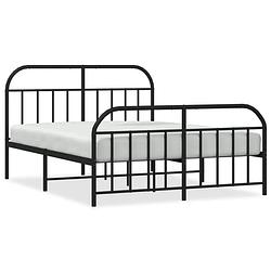 Foto van The living store klassiek bedframe - metaal - 196 x 142 x 100 cm - zwart