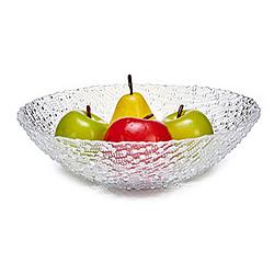 Foto van Grote fruitschaal van bewerkt glas rond 31 cm - fruitschalen