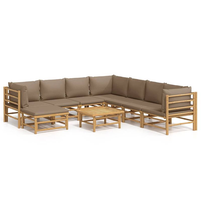 Foto van Vidaxl 9-delige loungeset met kussens bamboe taupe