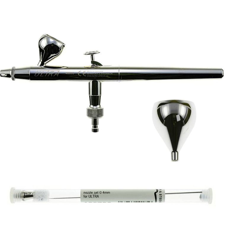 Foto van Harder & steenbeck ultra two in one double action airbrush pistool mondstuk-ø 0,2 + 0,4 mm