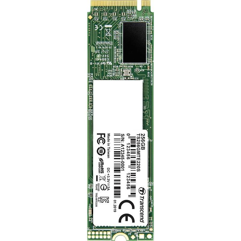 Foto van Transcend 220s nvme/pcie m.2 ssd 2280 harde schijf 256 gb m.2 nvme pcie 3.0 x4