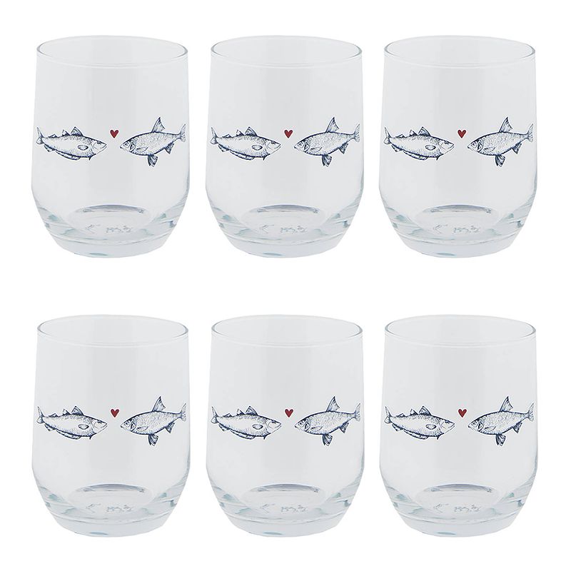 Foto van Haes deco - waterglas, drinkglas set van 6 glazen - inhoud glas 300 ml / ø 7x9 cm