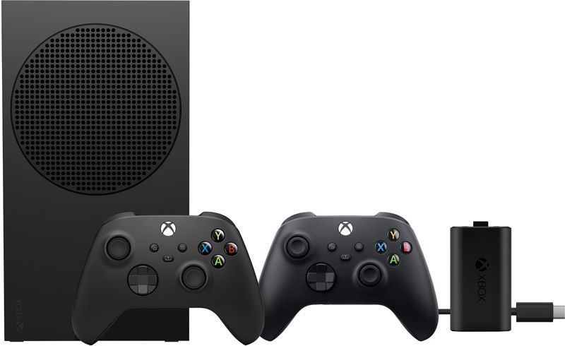 Foto van Xbox series s 1 tb zwart + wireless controller carbon zwart + pdp gaming dual charge