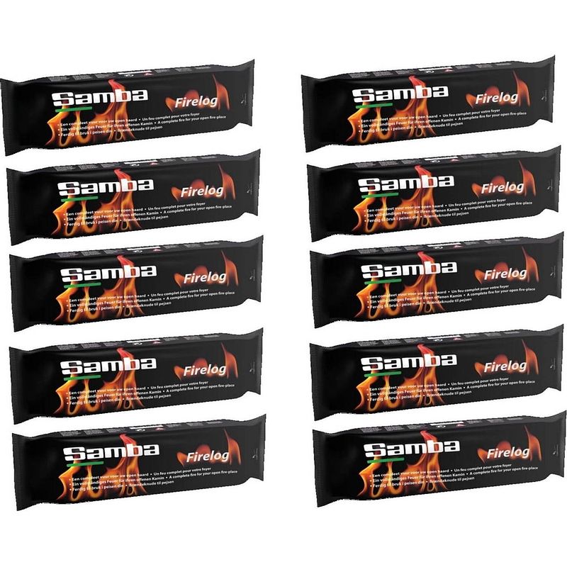 Foto van Samba firelog - haardblok - paraffine - 1,1 kg. - 10 stuks