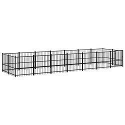 Foto van The living store hondenhok hondenkennel - 679 x 193.5 x 100 cm - stalen stangen - gepoedercoat - zwart