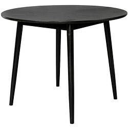Foto van Giga meubel gm eettafel zwart ø100cm - eiken fineer - tafel fabio
