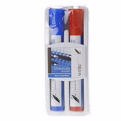 Foto van Whiteboard stiften rood en blauw met wisser - whiteboard stift