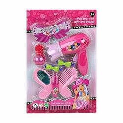 Foto van Donkerroze speelgoed fohn met accessoires voor meisjes