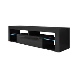 Foto van Meubella tv-meubel fancy - zwart - 140 cm - met led